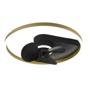 Plafonnier LED Borgholm Noir Mat et Or avec Ventilateur et Télécommande Multifonction Réglable 3 Intensités et Température de Couleur, et Minuterie D.