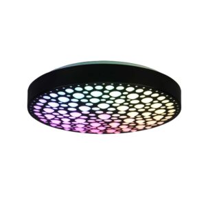 Chizu Plafonnier LED rond noir avec effet de cercles, également RGB avec télécommande multifonction D. 40cm