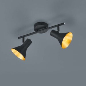 Nina Barra 2 Spots Support E14 Diffuseurs Métal Noir + Or