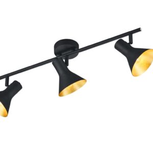 Nina Barre 3 Spots Support E14 Diffuseurs Métal Noir + Or