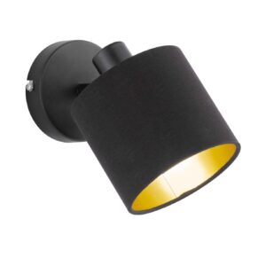 Tommy Spot Simple Avec Abat-jour Noir Intérieur Or Base en Métal Noir Mat H.19Cm
