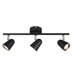Toulouse Barre 3 Spots LED Noir Satiné avec Bordure Chromée L. 48cm