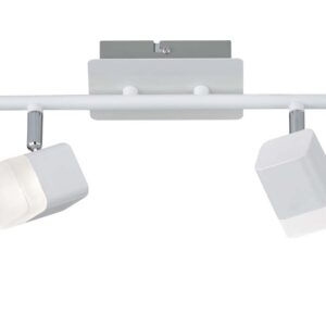 Roubaix Barre 2 Spots LED Carrés en Métal Blanc Mat L.30Cm