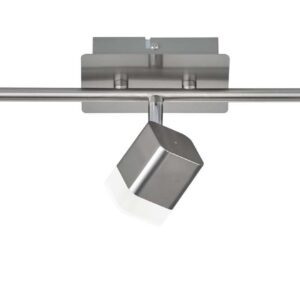 Roubaix Barre 3 Spots LED Carrés en Métal Acier Satiné L.48Cm