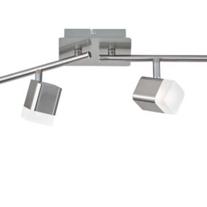 Roubaix Barre 4 Spots LED Carrés en Métal Acier Satiné L.80Cm