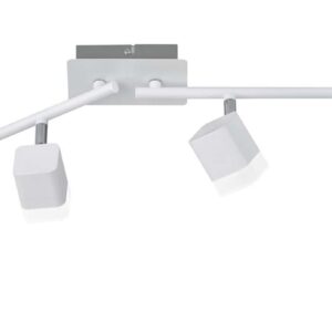 Roubaix Barre 4 Spots LED Carrés en Métal Blanc Mat L.80Cm