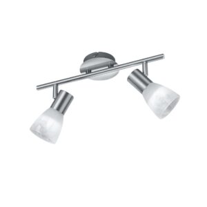 Luminaire Barre 2 Spots en Métal Acier avec Verres en Albâtre L. 33cm