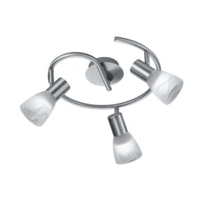 Lustre 3 Spots en Métal Acier avec Verres en Albâtre D. 30Cm