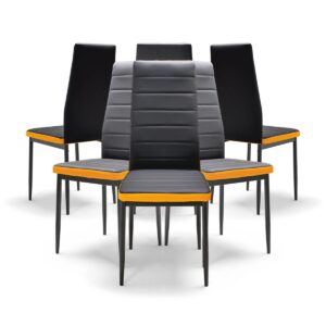 Atene - Lot de 6 chaises de salle à manger en similicuir, style moderne, détails de couleur