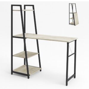 Bimyo - Bureau pliant avec étagère gain de place 50x41xH128 cm style industriel