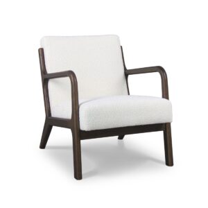 Borgia - Fauteuil en bois massif par Parawood et tissu bouclé anti-tache