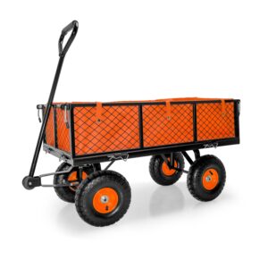 Chariot de jardin 350kg avec grilles amovibles et accroche balai