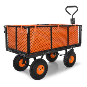 Chariot de jardin avec grilles amovibles et panier à outils 550kg