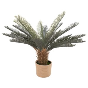 Cycas 85 - Plante Tropicale Artificielle Décorative Cycas H85 cm pour Intérieur Extérieur avec Pot Beige