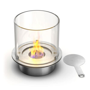 Brûleur éthanol pour cheminée 3 L, en acier inoxydable et verre trempé ø30 cm
