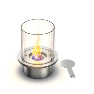 Brûleur éthanol pour cheminée 1,5 L, en acier inoxydable et verre trempé ø25 cm