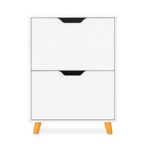 Emma - Meuble à Chaussures Gain de Place 2 Portes 55x82x25 cm 12 Paires en Bois