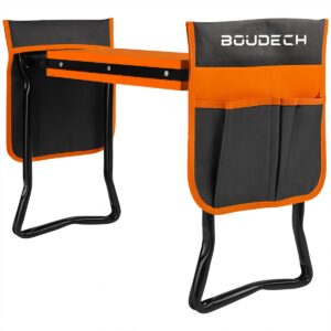 Ergogard - Tabouret à genoux multifonction 2 en 1 pour jardinage avec sac porte-outils noir et orange