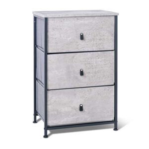 Fedra - Commode 3 tiroirs en tissu, façade et étagère supérieure en bois mélaminé stratifié