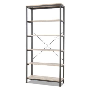 Ganbaru - Bibliothèque étagères 6 niveaux 80x30xH180 cm style industriel
