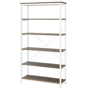 Ganbaru - Bibliothèque étagères 6 niveaux 80x30xH180 cm style industriel oak