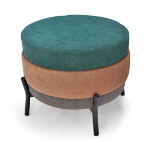 HAMBURG - Pouf rond à 3 états PU/velours/tissu