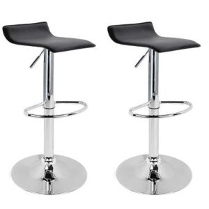 Graziano - Lot de 2 tabourets de bar en aluminium et letherette