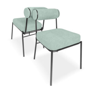 Jeju - Lot de 2 chaises design en métal et velours côtelé