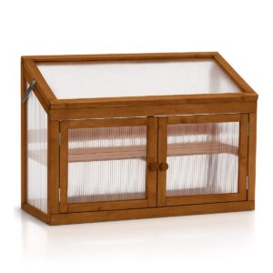 Kinto - Mini serre 90x70x37 cm pour intérieur et extérieur Porte-plantes en bois d'épicéa et polycarbonate