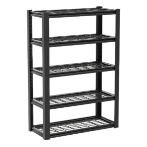 Mesh 185 - Étagère en métal 185x100x40 cm avec 5 tablettes en treillis capacité de charge 1365 kg noir