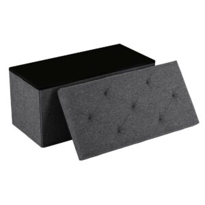 Nemora 75 - Coffre Ottoman 76x38x38 cm Pouf Coffre Repose-Pieds en Tissu Gris