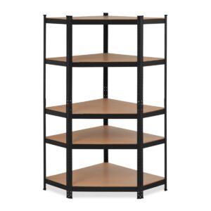 Nook - Étagère d'angle en métal et MDF à 5 niveaux 180x75x40 cm