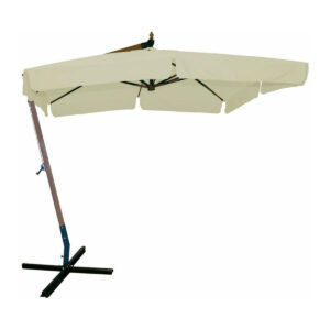 Parasol de jardin décentré en bois avec toile hexagonale 3x3 M