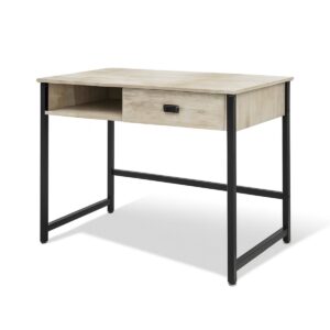 Otari - Bureau style industriel avec tiroir et niche ouverte, 110x50xH76 cm