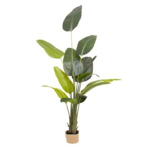 Traveller Banana 210 - Plante artificielle décorative de bananier tropical H210 cm pour l'intérieur et l'extérieur avec pot Beige