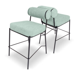 Sapporo - Lot de 2 tabourets design en métal et velours côtelé