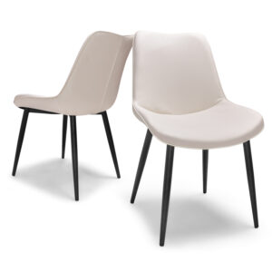 Berlin - Lot de 2 chaises de salle à manger en similicuir crème