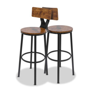 Shelby - Lot de 2 tabourets hauts, tabouret de bar avec dossier de style industriel