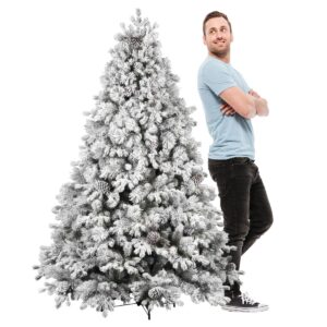 Luna - Sapin de Noël avec neige et cônes en PE PVC PP ø122x180H cm, 1517 Pointes