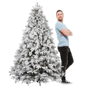 Luna - Sapin de Noël avec neige et cônes en PE PVC PP ø142x210H cm, 2155 Pointes