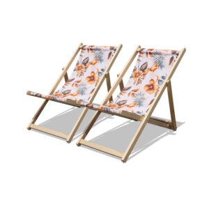 Tamigi - Set de 2 chaises longues en bois de cèdre massif et textilène