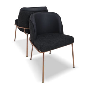 Thun Boucle - Lot de 2 fauteuils de design en métal, siège en tissu bouclé et dossier en similcuir