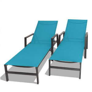 Tigri - Lot de 2 lits de bronzage en aluminium et textilène