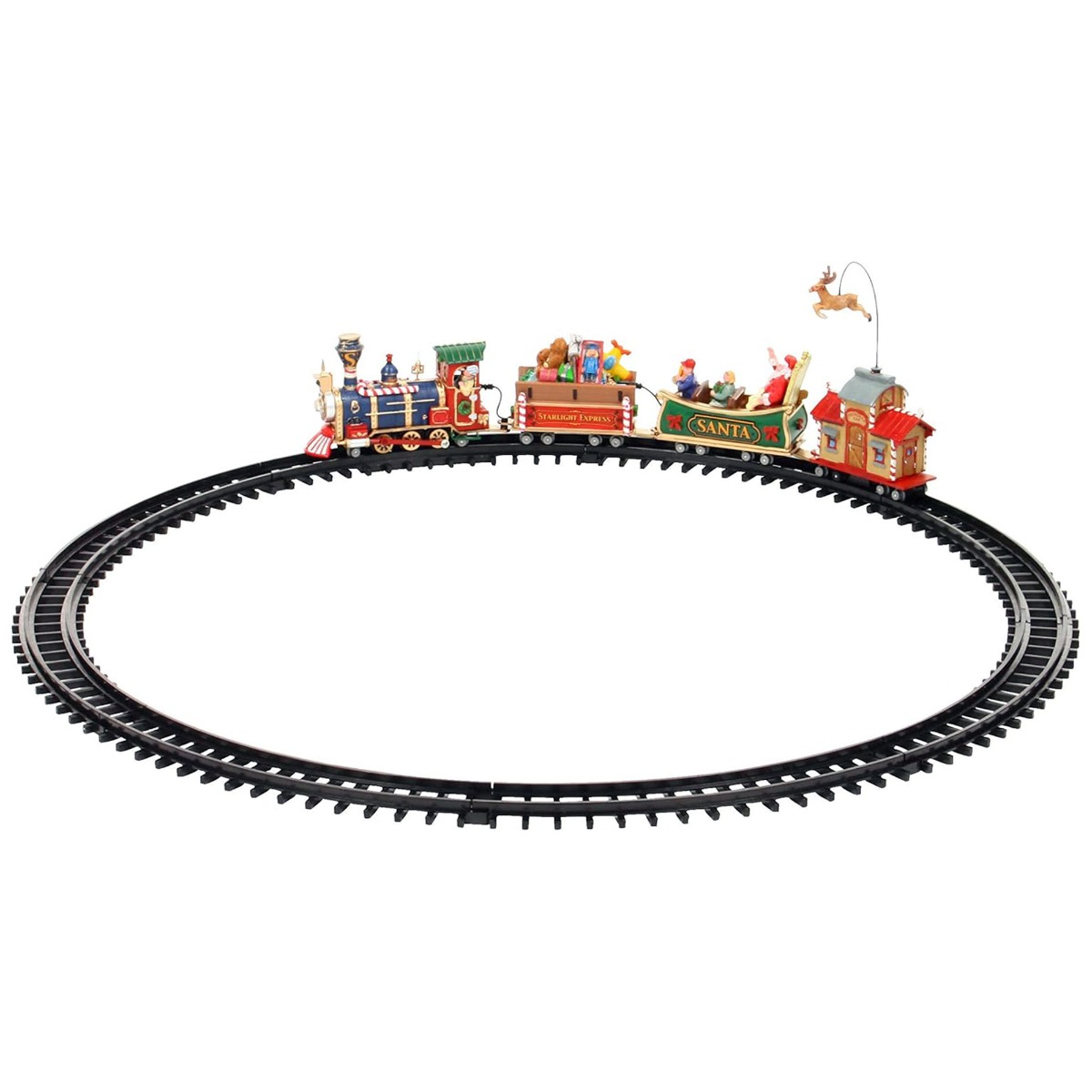The Starlight Express - Train de Village de Noël à Piles avec Rails et Renne en Mouvement